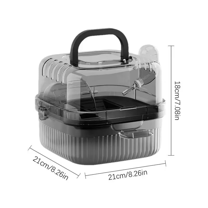 Chinchilla Cage Translucent Hamsters Travel Carry Case Large Capacity Breathable Hamster Habitat Small Animal Carrier with Water