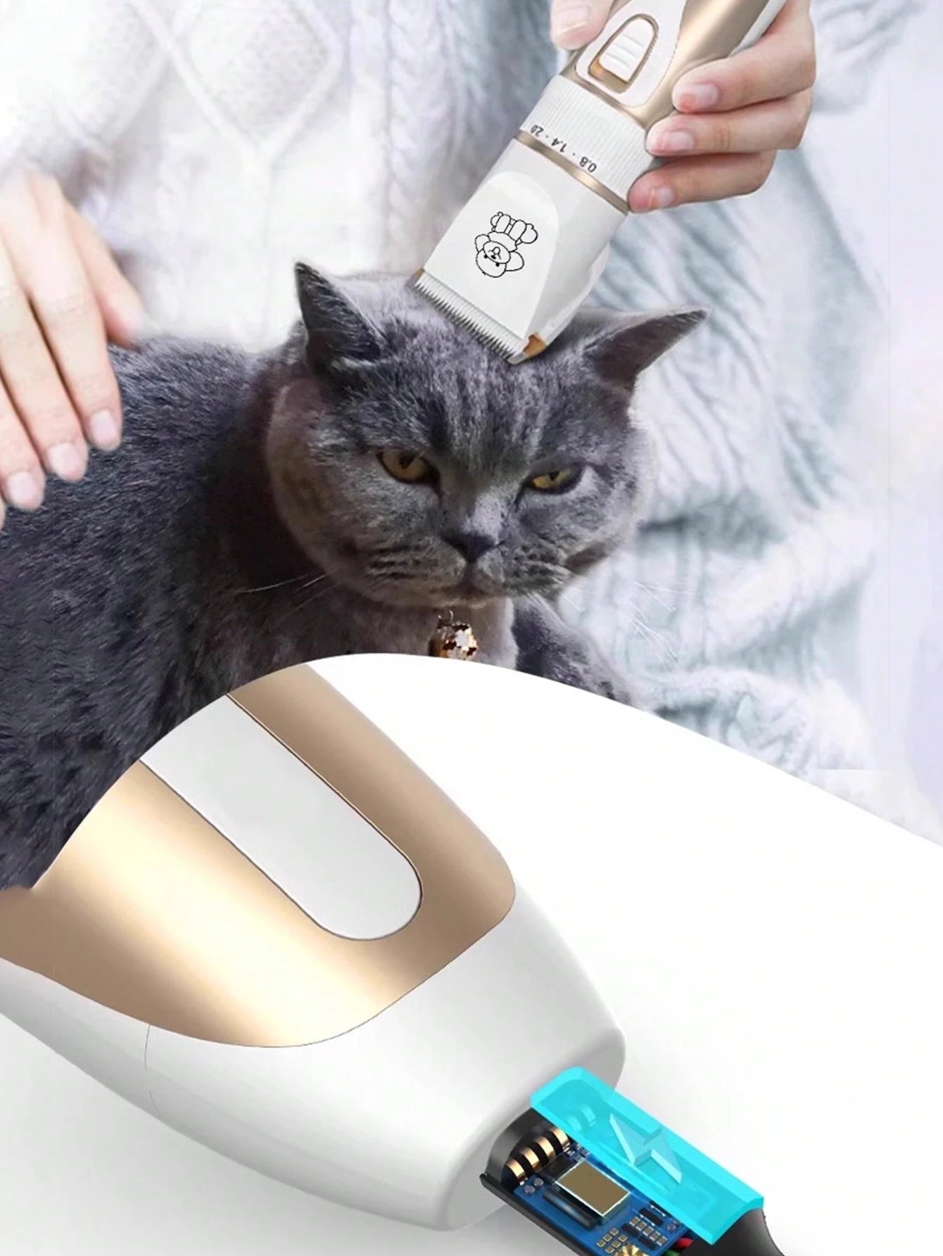 Professional Pet Electric Grooming Clipper Set, Designed for Long-Haired Pets, Professional Grooming Tool for Pet Stores, Suitable as Christmas Gift for Poodles and Cats