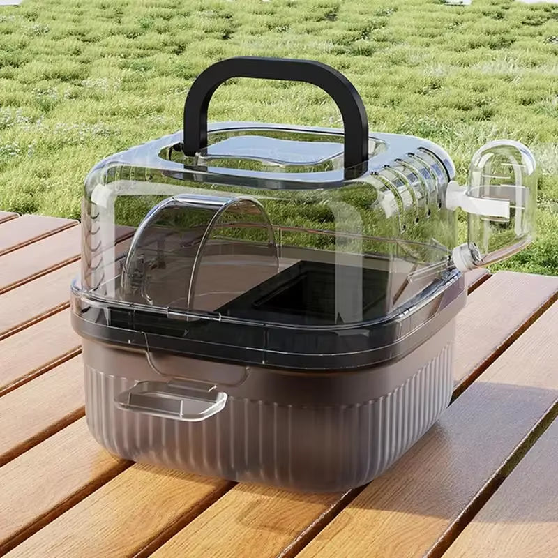 Chinchilla Cage Translucent Hamsters Travel Carry Case Large Capacity Breathable Hamster Habitat Small Animal Carrier with Water
