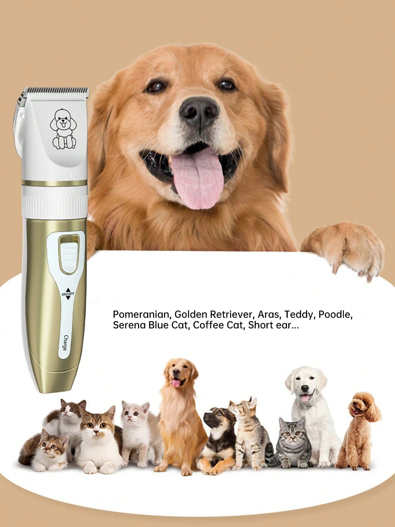 Professional Pet Electric Grooming Clipper Set, Designed for Long-Haired Pets, Professional Grooming Tool for Pet Stores, Suitable as Christmas Gift for Poodles and Cats