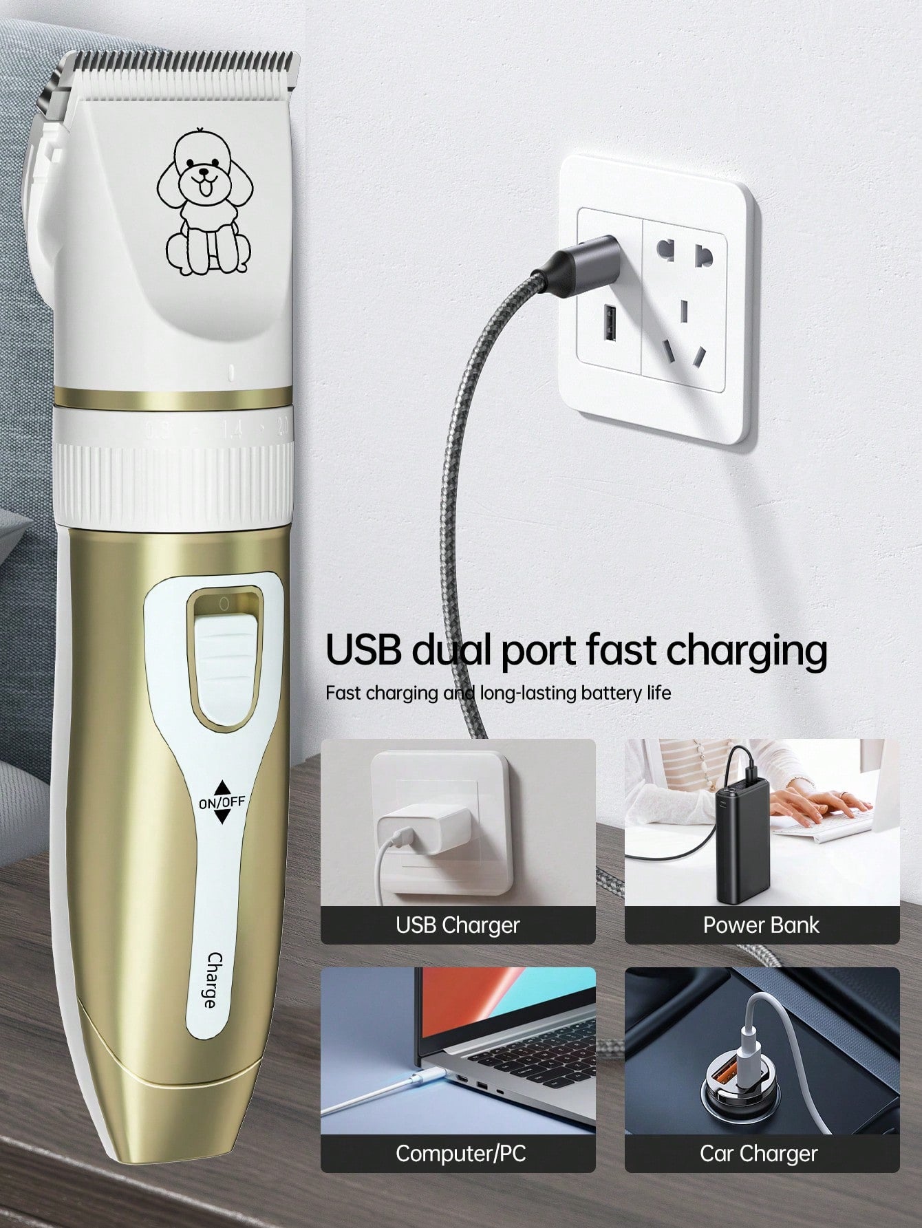 Professional Pet Electric Grooming Clipper Set, Designed for Long-Haired Pets, Professional Grooming Tool for Pet Stores, Suitable as Christmas Gift for Poodles and Cats
