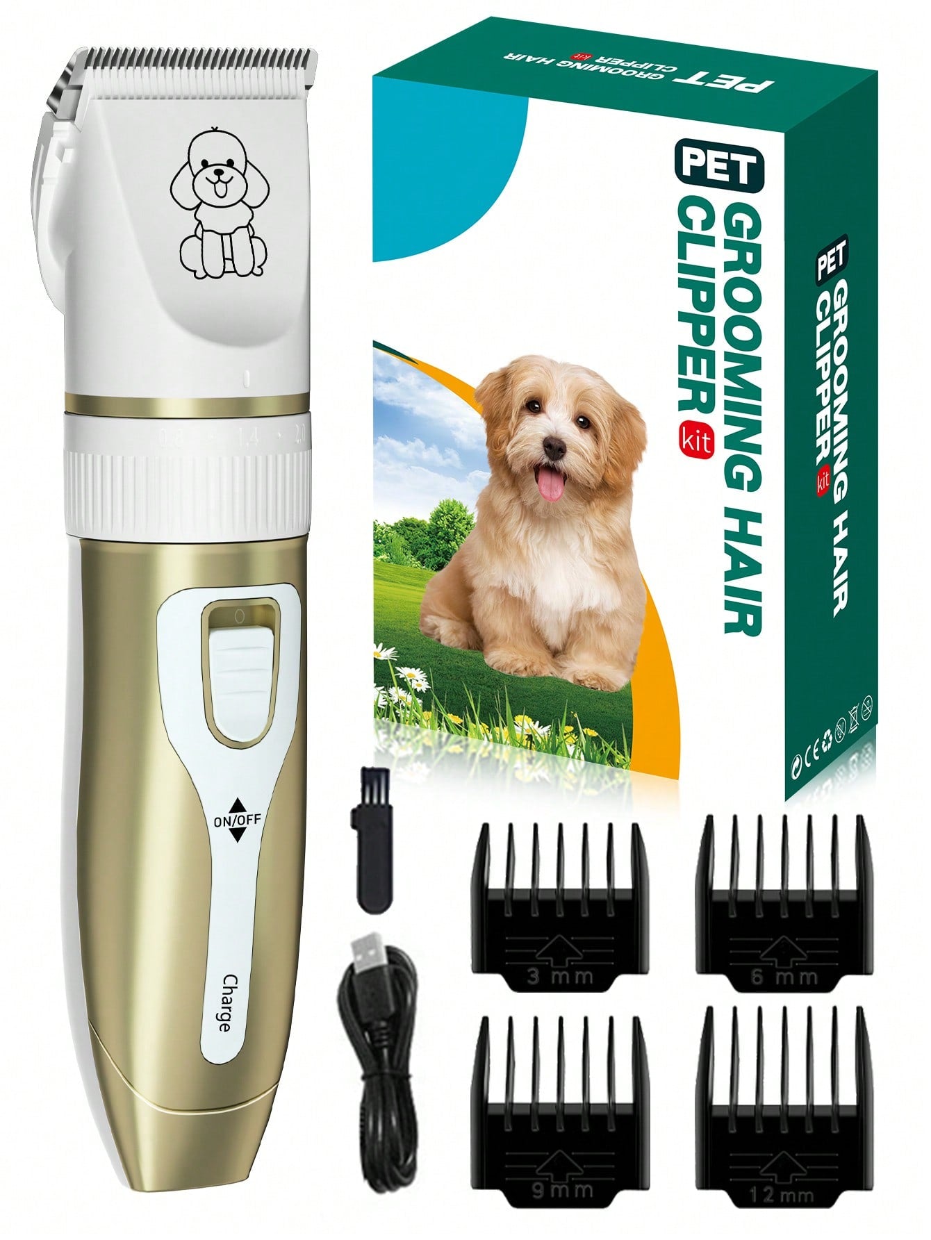 Professional Pet Electric Grooming Clipper Set, Designed for Long-Haired Pets, Professional Grooming Tool for Pet Stores, Suitable as Christmas Gift for Poodles and Cats