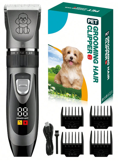 Professional Pet Grooming Kit, with Power Indicator Light, Low Noise Trimming Set, Suitable for Cats, Rechargeable Quiet Pet Grooming Kit, Suitable for Dogs, Cats and Other Pets
