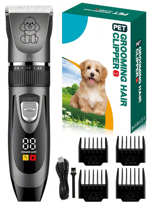 Professional Pet Grooming Kit, with Power Indicator Light, Low Noise Trimming Set, Suitable for Cats, Rechargeable Quiet Pet Grooming Kit, Suitable for Dogs, Cats and Other Pets