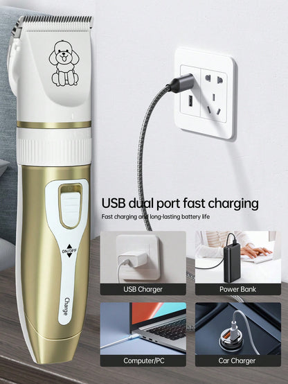 Professional Pet Electric Grooming Clipper Set, Designed for Long-Haired Pets, Professional Grooming Tool for Pet Stores, Suitable as Christmas Gift for Poodles and Cats